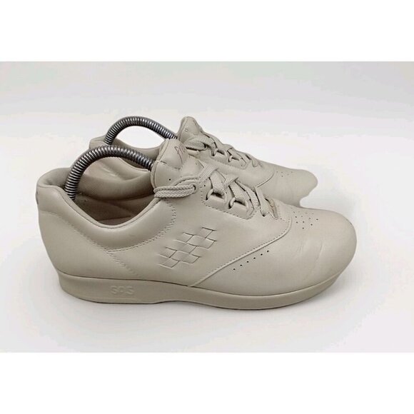 SAS Women's Free Time Shoe Size 9 Walking Casual Sneaker Mocha Beige Leather - Picture 1 of 10